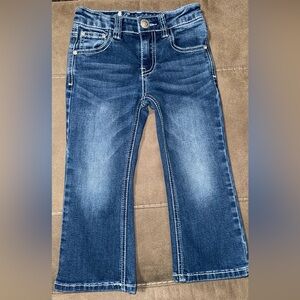 Wired Heart Blue Jeans Rhinestone Girls Size 4 Western Flared Double Stitched